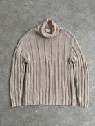 Yves Saint Laurent Pure Cotton Logo Roll Neck Jumper - L - SYLK