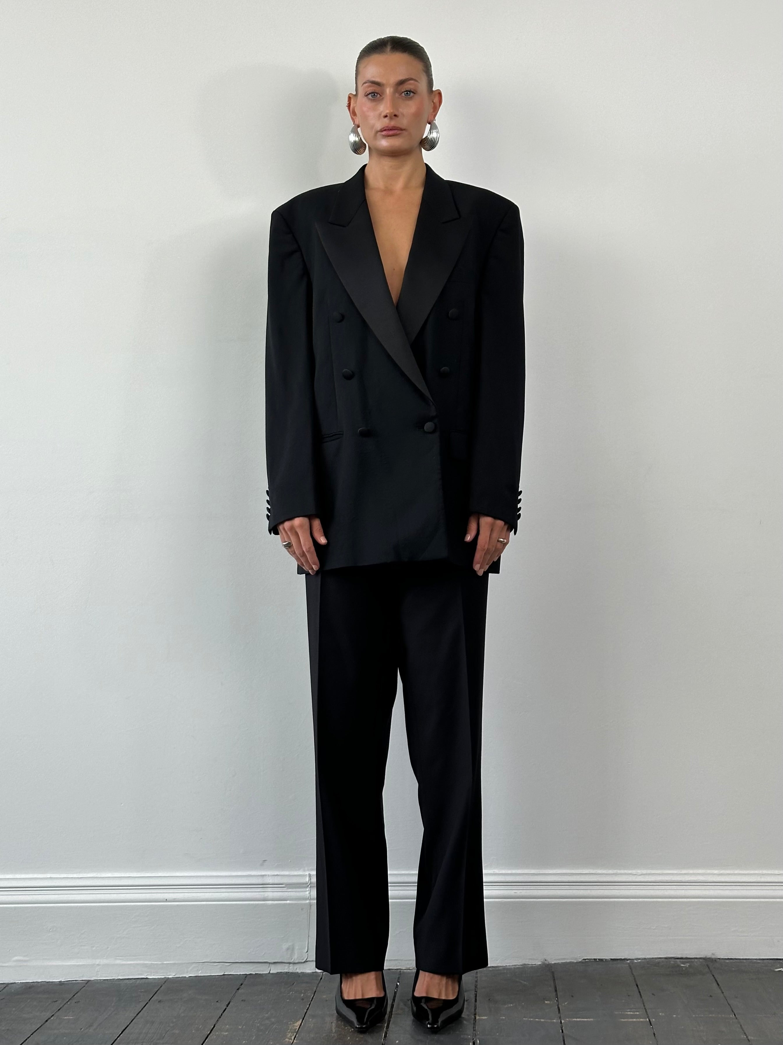Pierre Cardin Pure Wool Tuxedo Double Breasted Suit - 42R/W32 - SYLK