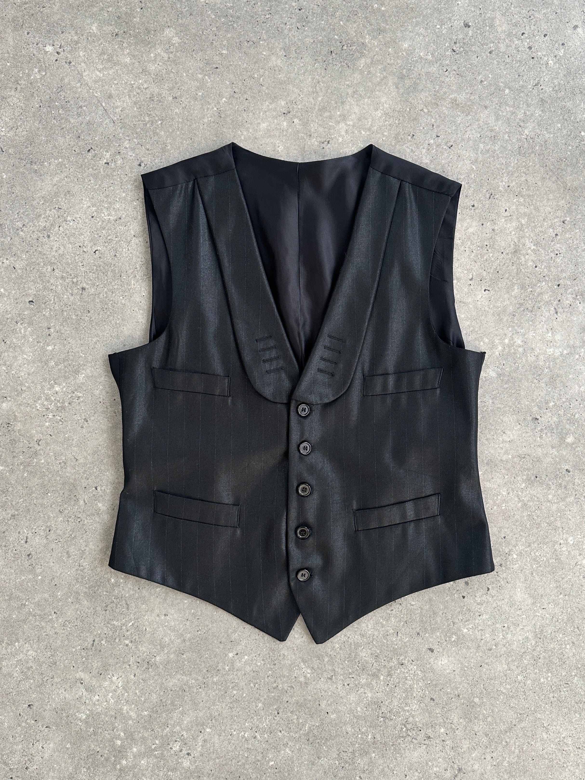 Vintage Tuxedo Stripe Tailored Waistcoat - 36R/M - SYLK