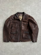 French Vintage 1980s Aged Boxy Leather Jacket - L - SYLK