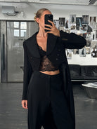 Vintage 1960s Wool Double Breasted Tuxedo Tailcoat Blazer - M - SYLK