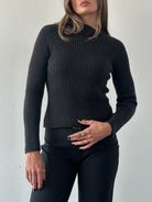 Max Mara Pure Wool Asymmetric High Neck Knit Jumper - S - SYLK