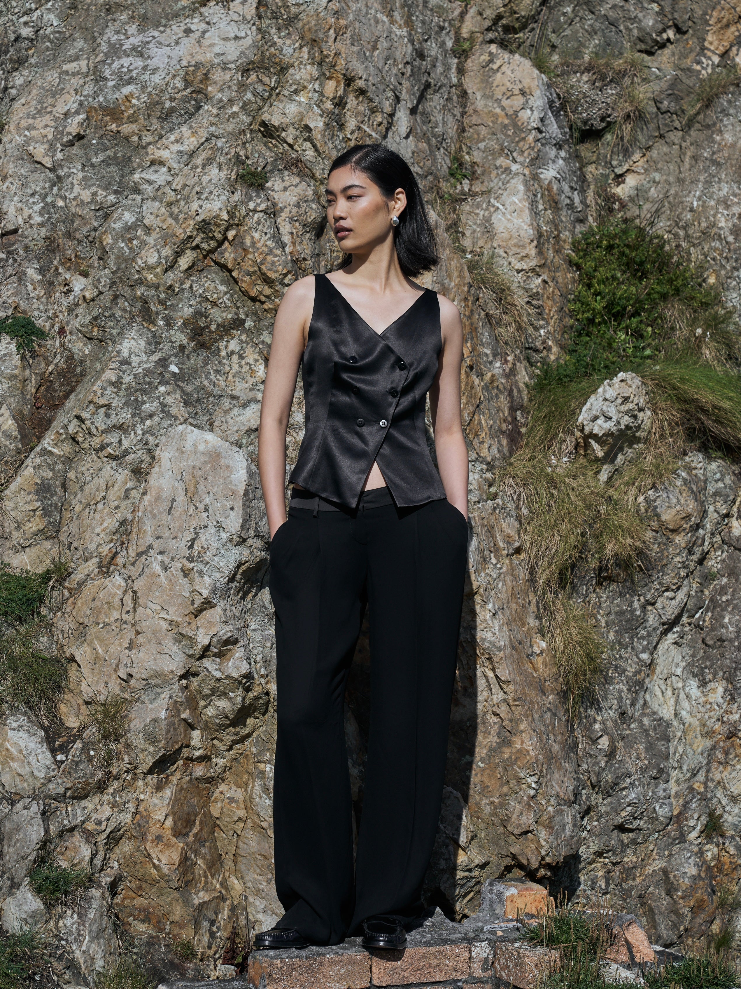 Valentino Low Waist Wide Leg Tuxedo Trousers - W32 - SYLK