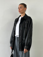 Vintage Leather Minimal Bomber Jacket - XL - SYLK