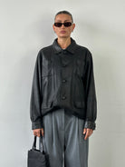 Vintage Leather Minimal Bomber Jacket - XL - SYLK