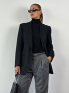 Italian Vintage Brushed Wool Large Lapel Blazer - 40R/L - SYLK