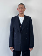 Italian Vintage Pure Wool Double Breasted Blazer - M - SYLK