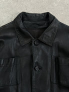 Vintage Leather Minimal Bomber Jacket - XL - SYLK
