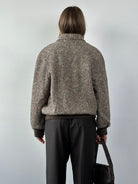 Vintage Pure Wool Herringbone Bomber Jacket - L - SYLK