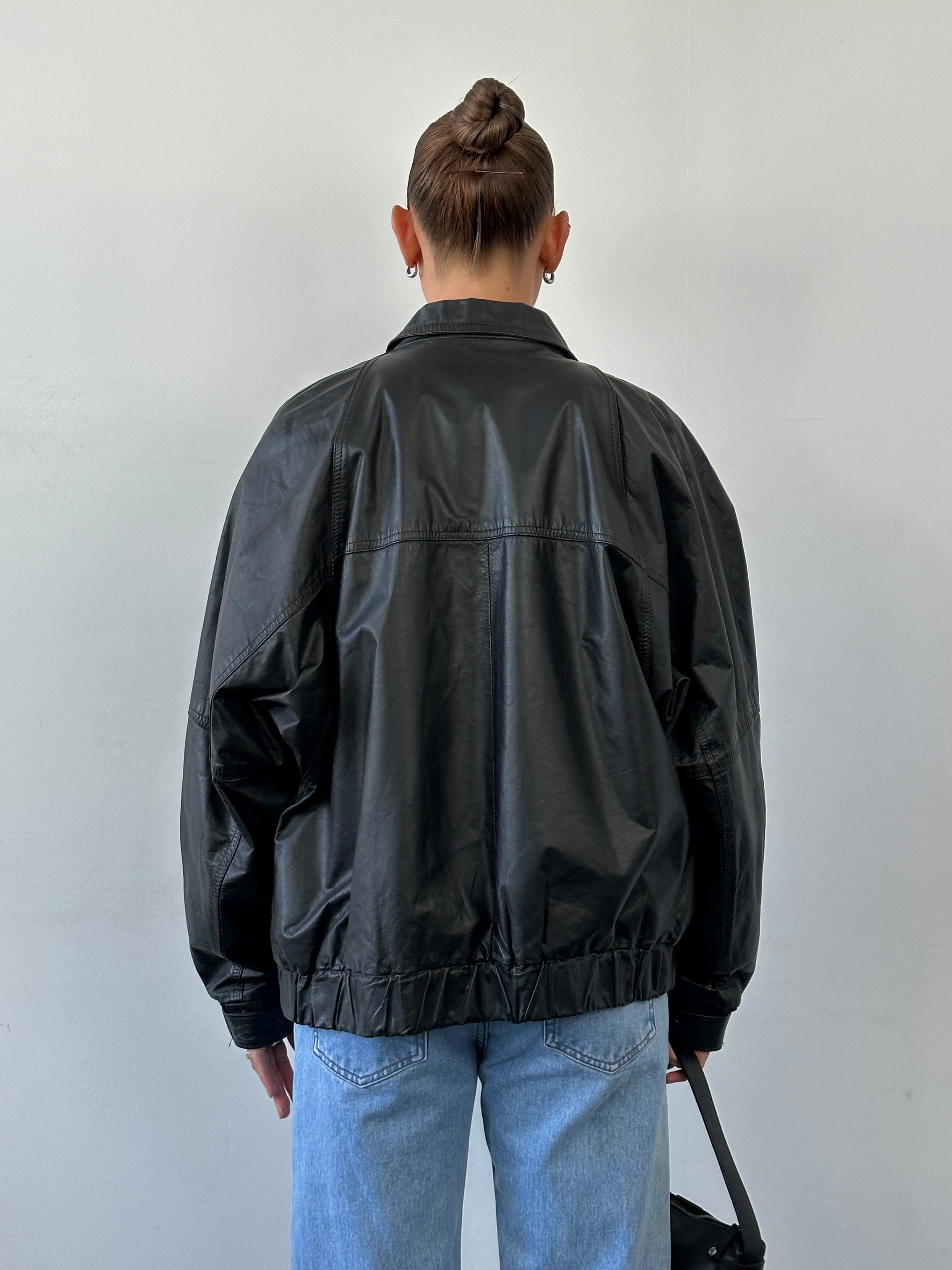 Vintage Leather Blouson Bomber Jacket - XL - SYLK