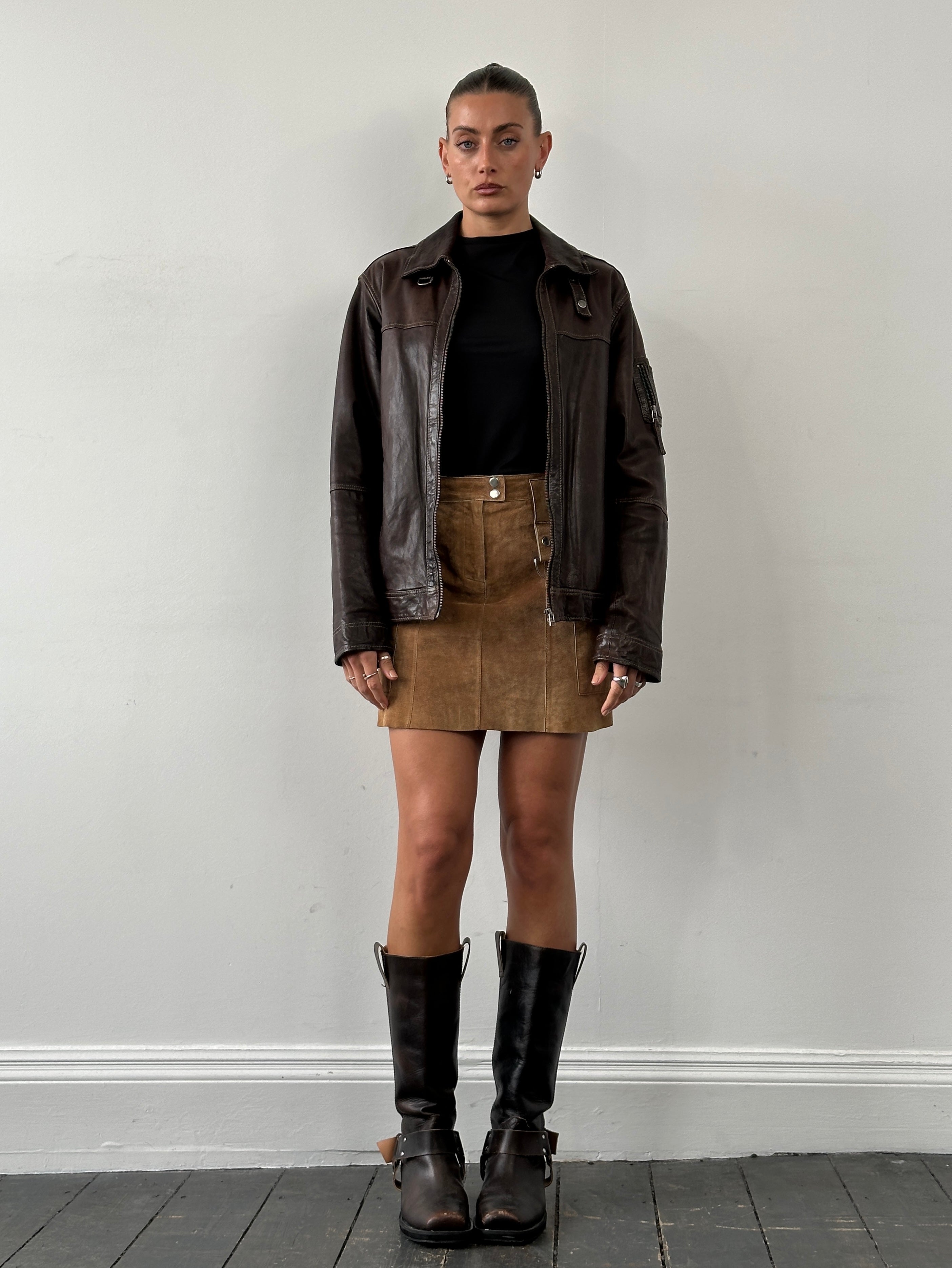 Vintage Moto Aged Leather Jacket - L - SYLK