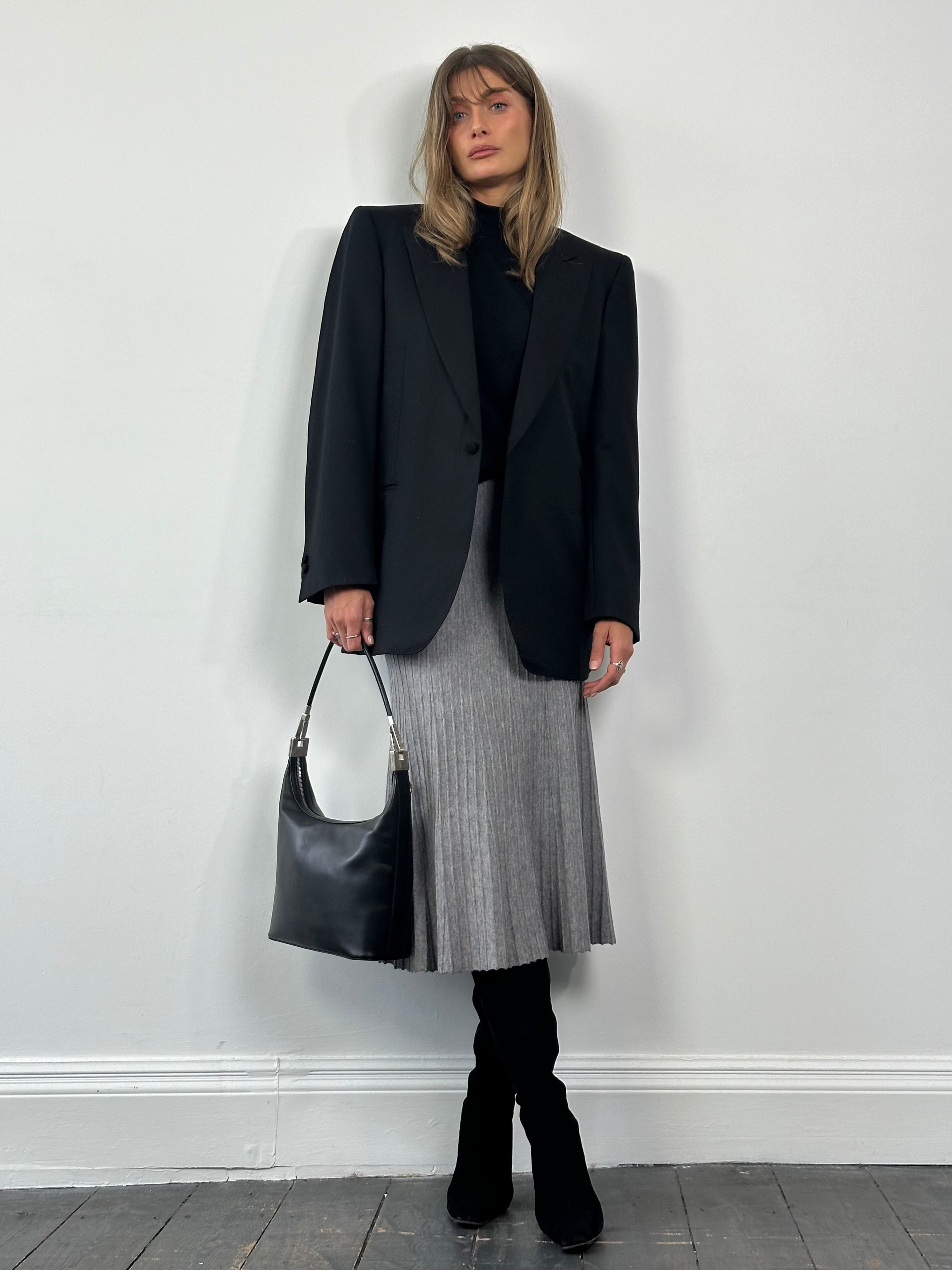 Vintage Ribbed Elasticated Midi Skirt - W26-30 - SYLK