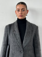 Emporio Armani Fuzzy Wool Mohair Single Breasted Coat - M - SYLK