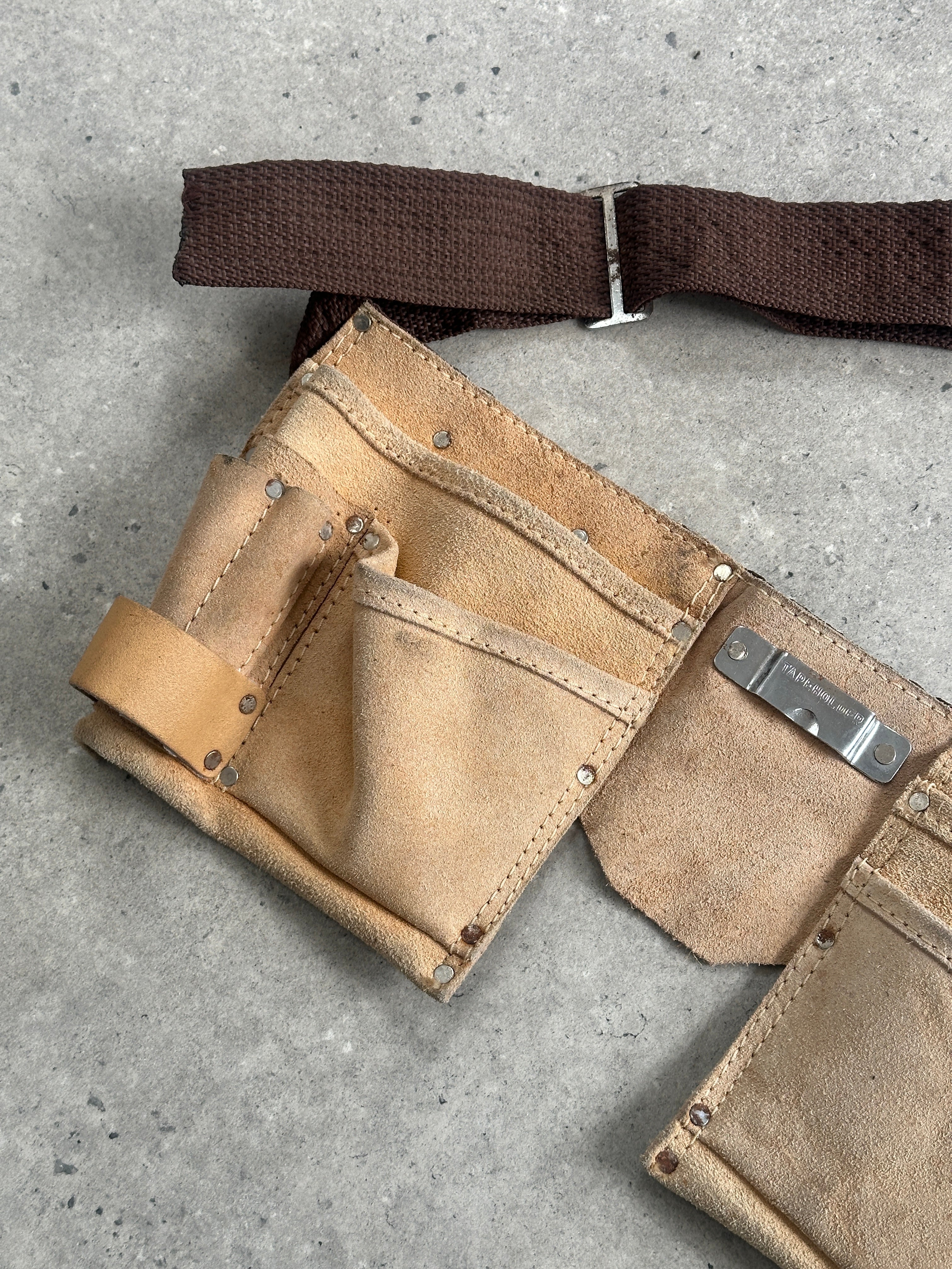 Vintage 1980s Suede Workwear Belt Bag - One Size - SYLK
