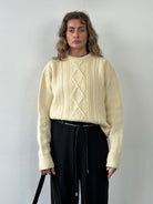 Barbour 80s Pure Wool Chunky Cable Knit Jumper - L - SYLK