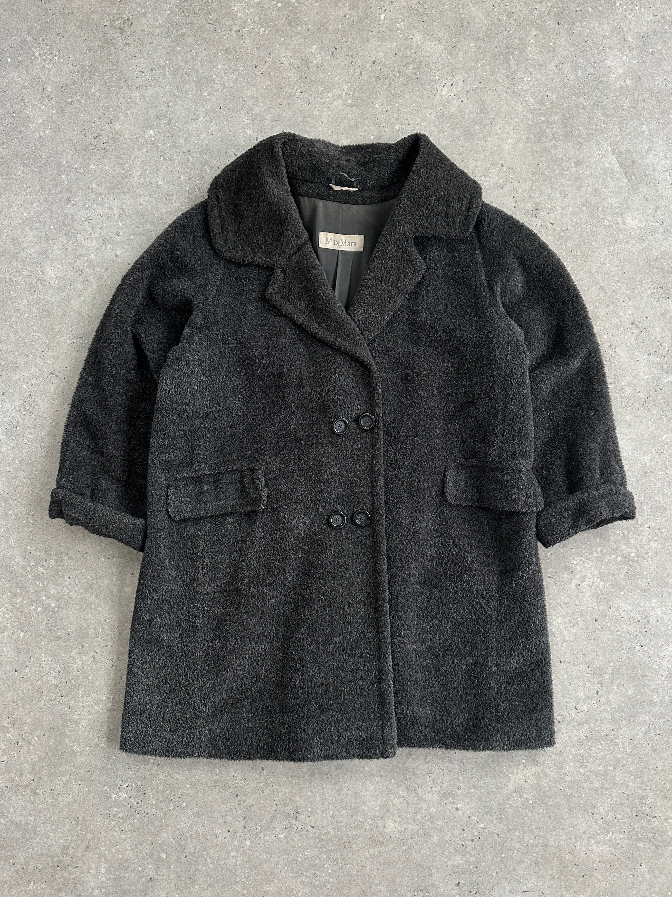 Max Mara Fuzzy Wool Alpaca Double Breasted Coat - XL - SYLK