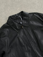 Vintage Leather Minimal Bomber Jacket - XL - SYLK