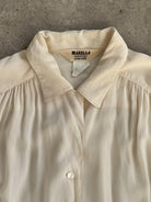 Marella Circa 90s Pure Silk Pleated Shirt - L - SYLK