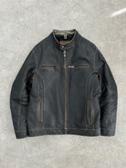 Guess Distressed Moto Leather Jacket - L - SYLK