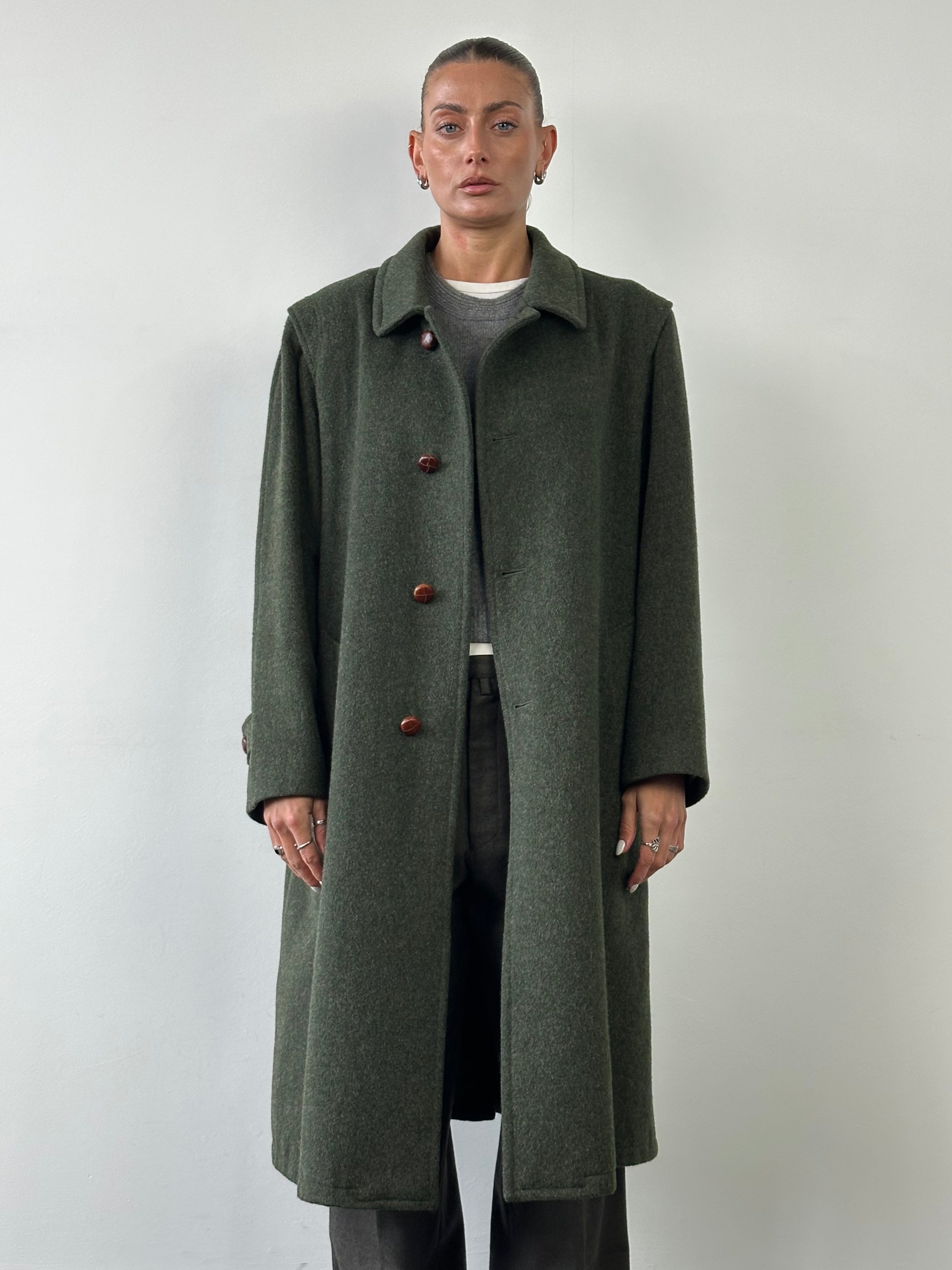 Italian Vintage Wool Alpaca Wool Single Breasted Coat - XL - SYLK