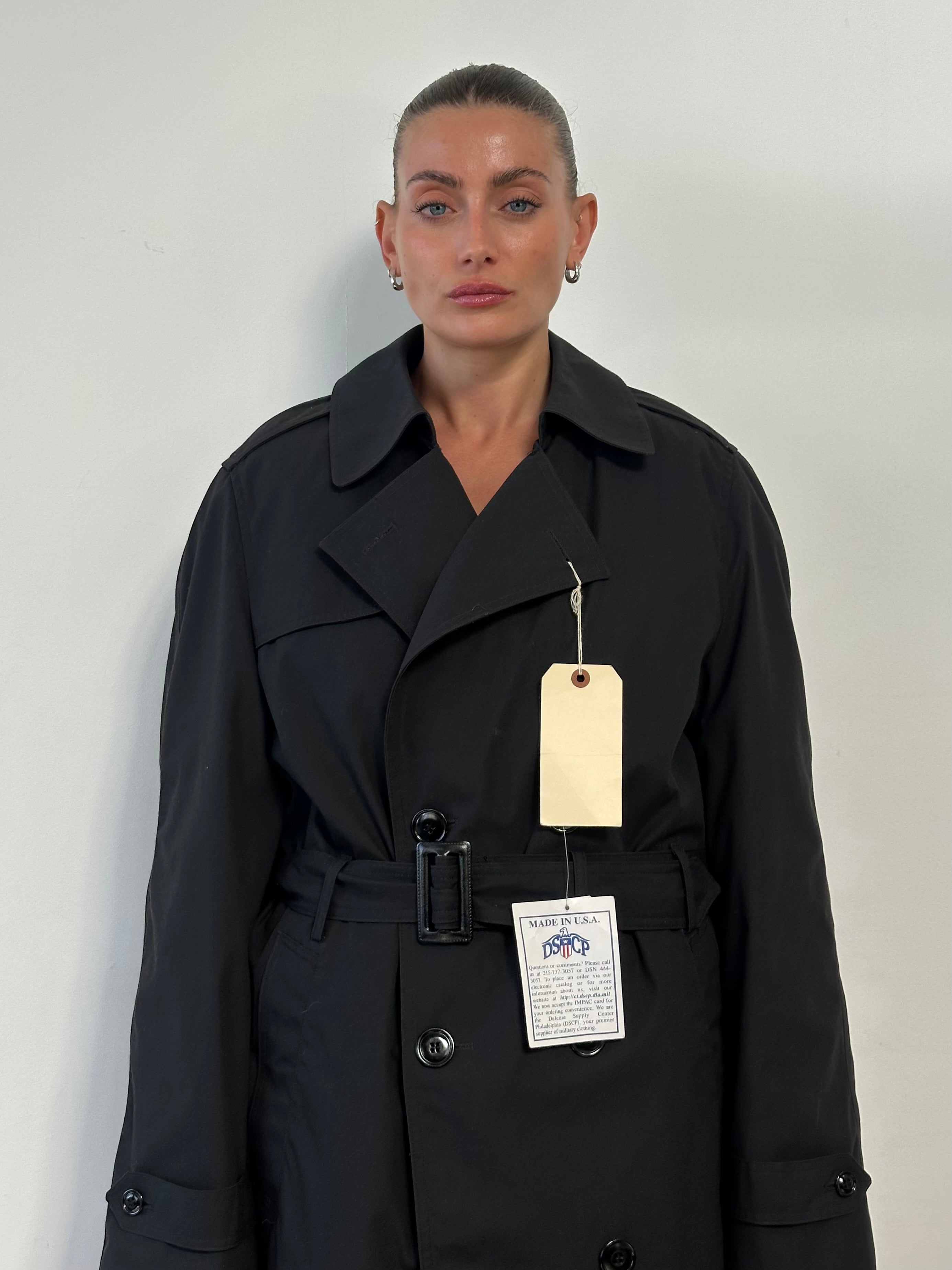 American Vintage Cotton Double Breasted Belted Trench Coat - XL - SYLK