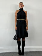 Celine 80s Pure Wool Logo Hardware Pleated Skirt - W24 - SYLK