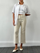 Vintage Front Zip Linen Flared Trousers - W26 - SYLK