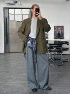 Burberry 1980s Tweed Check Alpaca Wool Single Breasted Check Blazer - 42R/L - SYLK