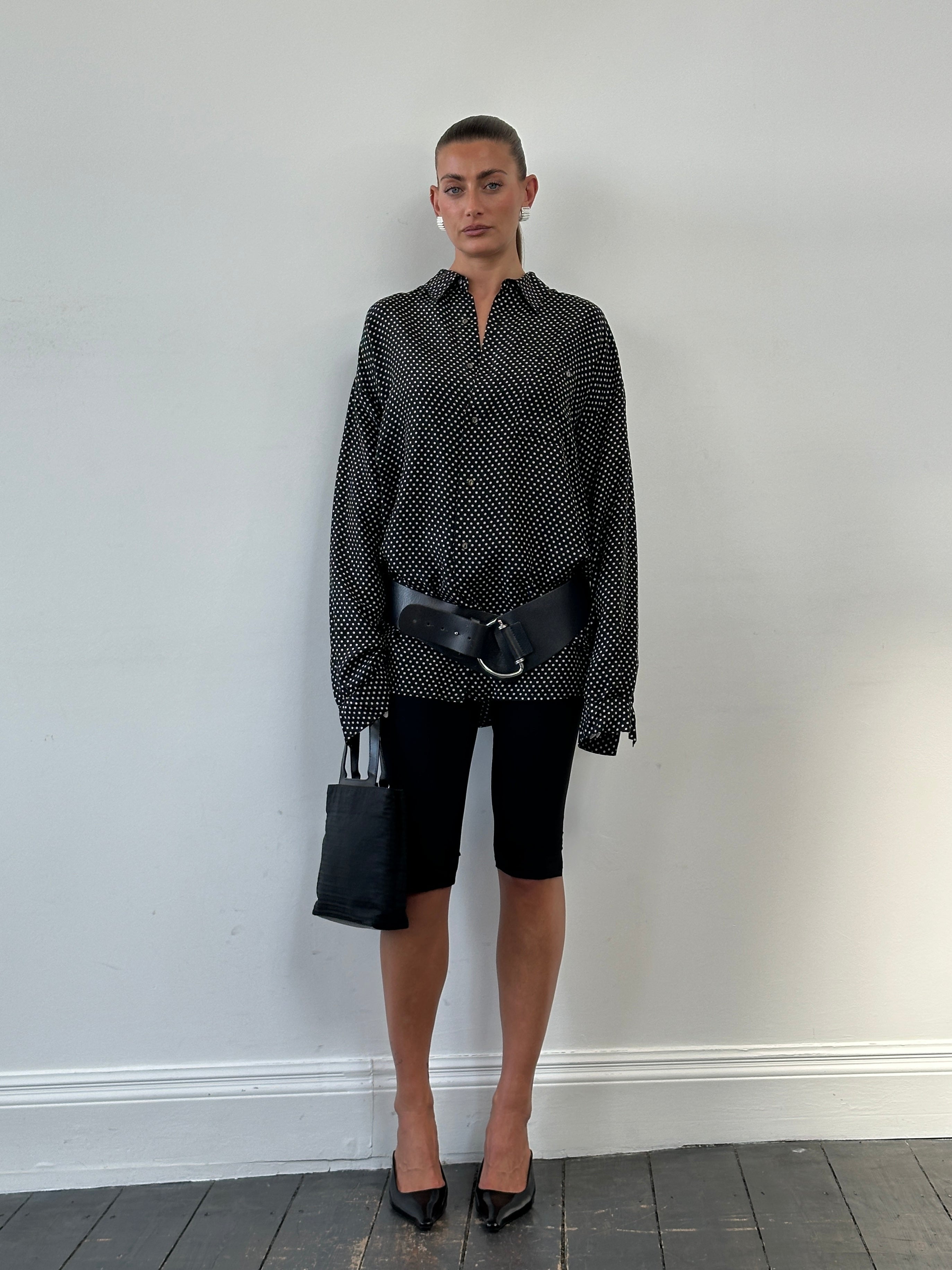 Vintage Chrome D Ring Leather Chunky Hip Belt W36-W38 - SYLK