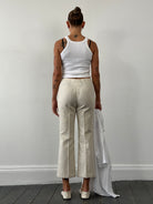 Vintage Front Zip Linen Flared Trousers - W26 - SYLK