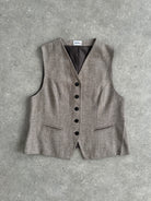 Vintage Virgin Wool Herringbone Waistcoat - XL - SYLK
