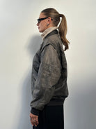 Vintage Distressed Leather Bomber Jacket - L/XL - SYLK