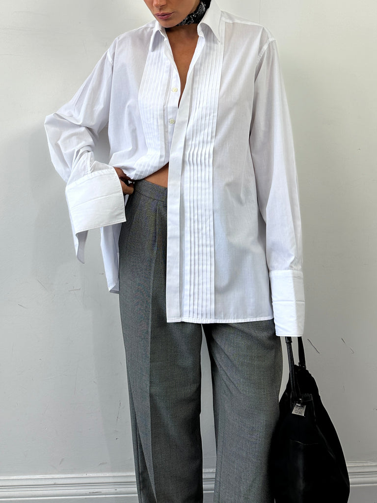Vintage Pleated Tuxedo Dress Shirt - XL/XXL - SYLK