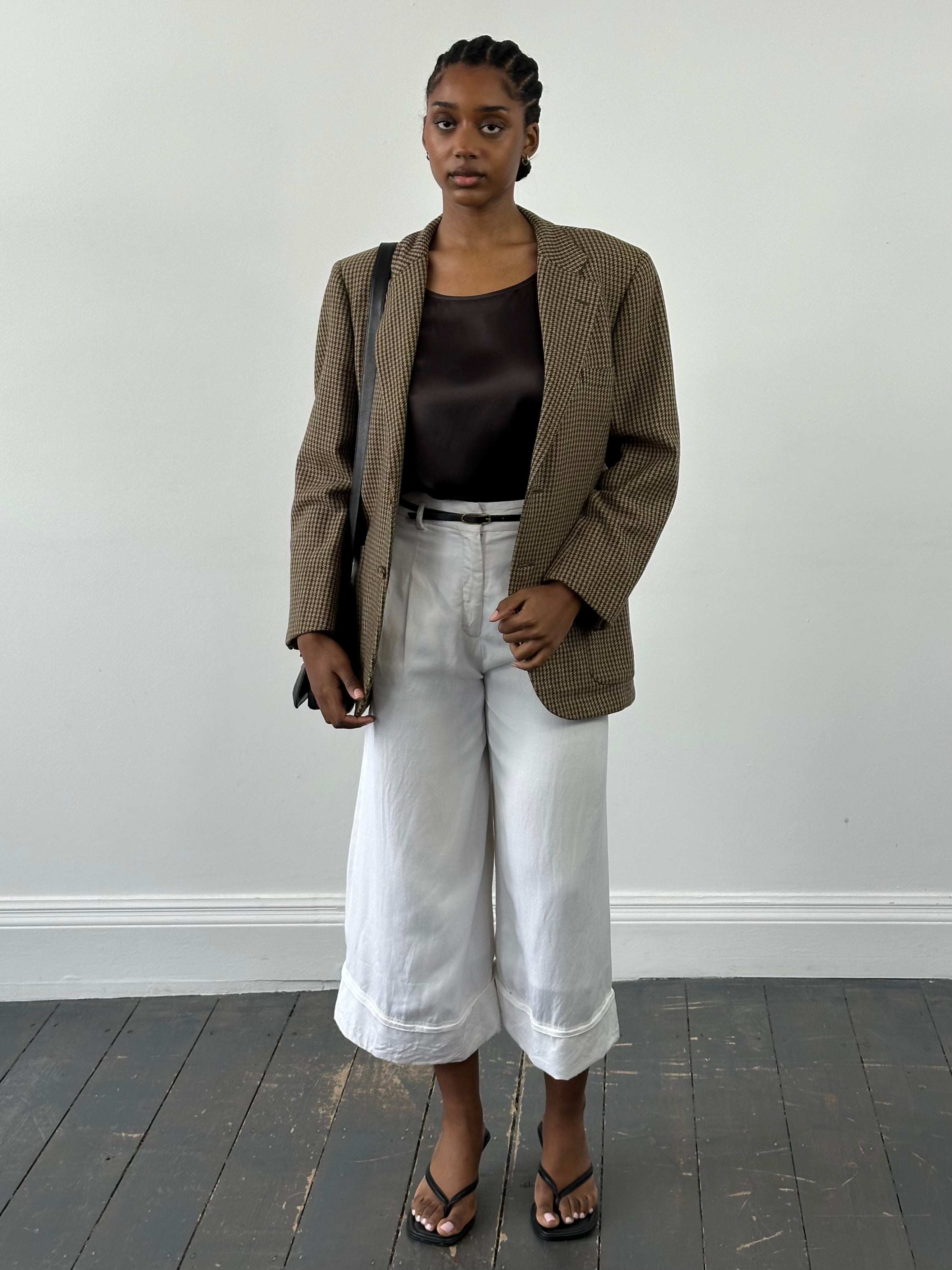 Burberry 1990s Pure Wool Houndstooth Single Breasted Blazer - 36S/S - SYLK