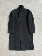 Italian Vintage 1980s Wool Cashmere Herringbone Coat - XL - SYLK