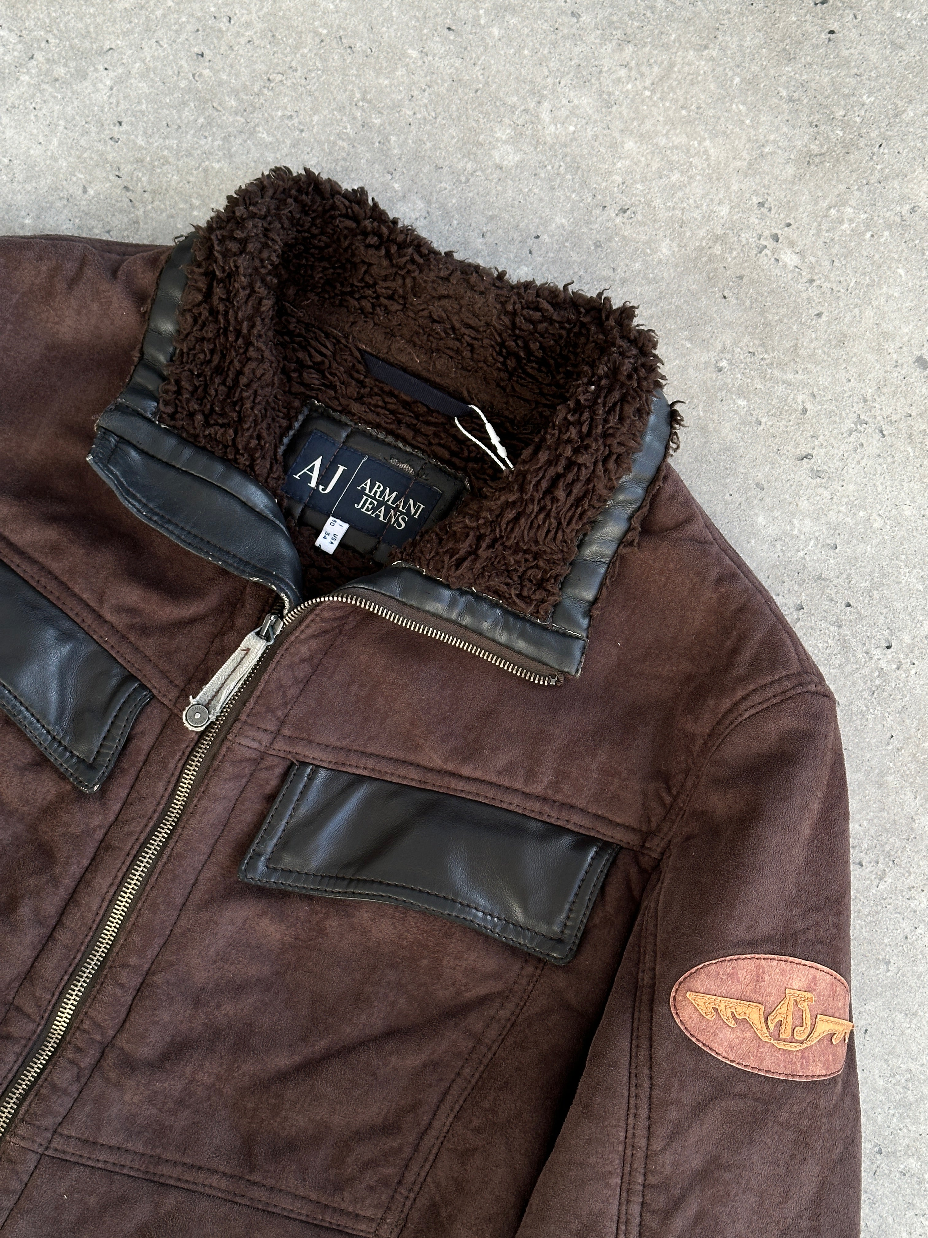 Armani Jeans Double Zip Faux Suede Jacket - M/L - SYLK