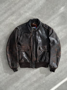 Schott NYC Distressed Leather Bomber Jacket - L/XL - SYLK