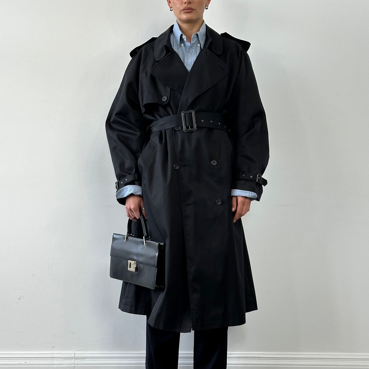 Cropped Double-Breasted Belted Trench Coat main image 0