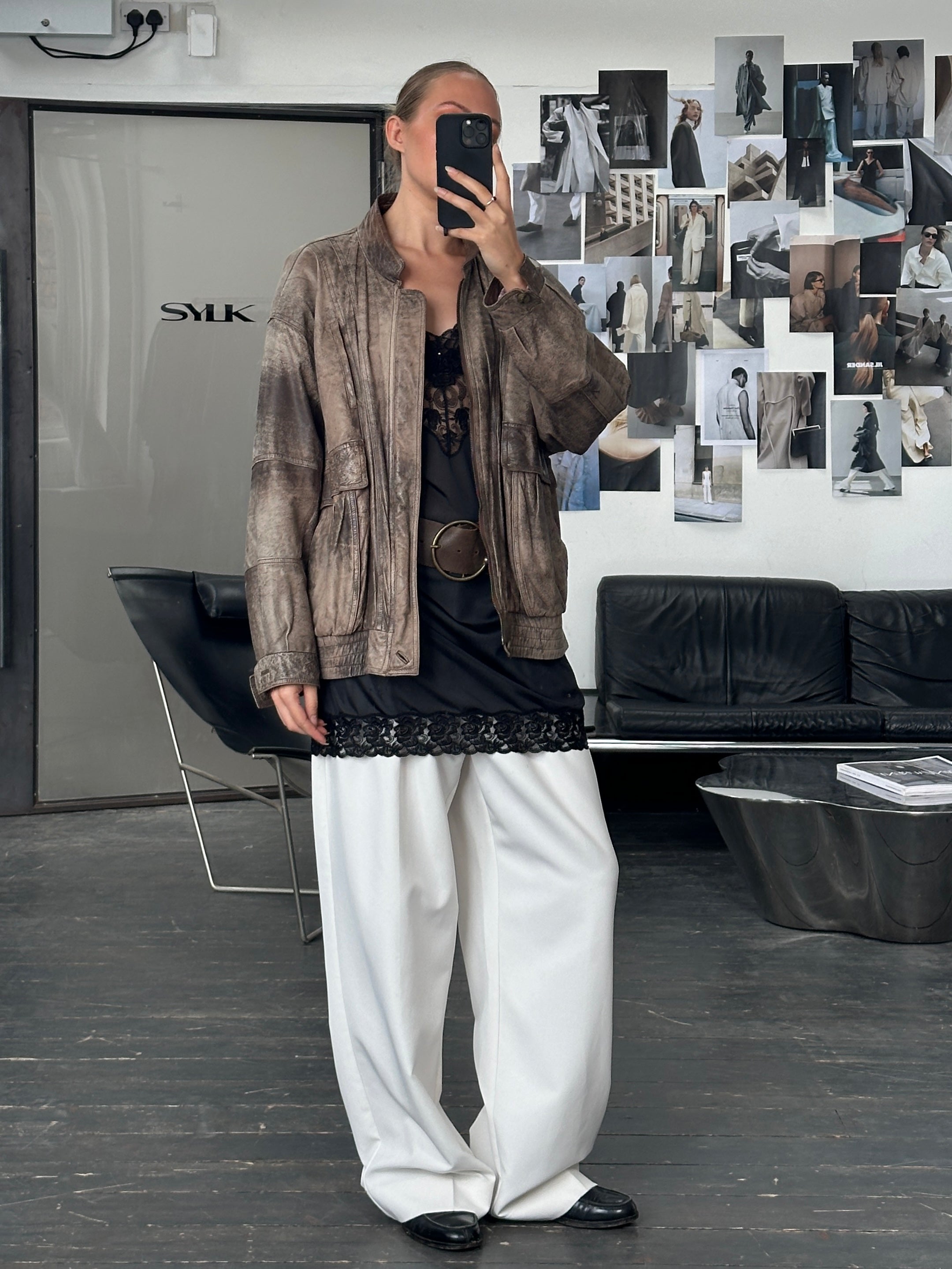 Vintage 1990s Leather Bomber Jacket - XL - SYLK