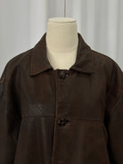 Vintage 1980s Aged Boxy Leather Jacket - XL - SYLK