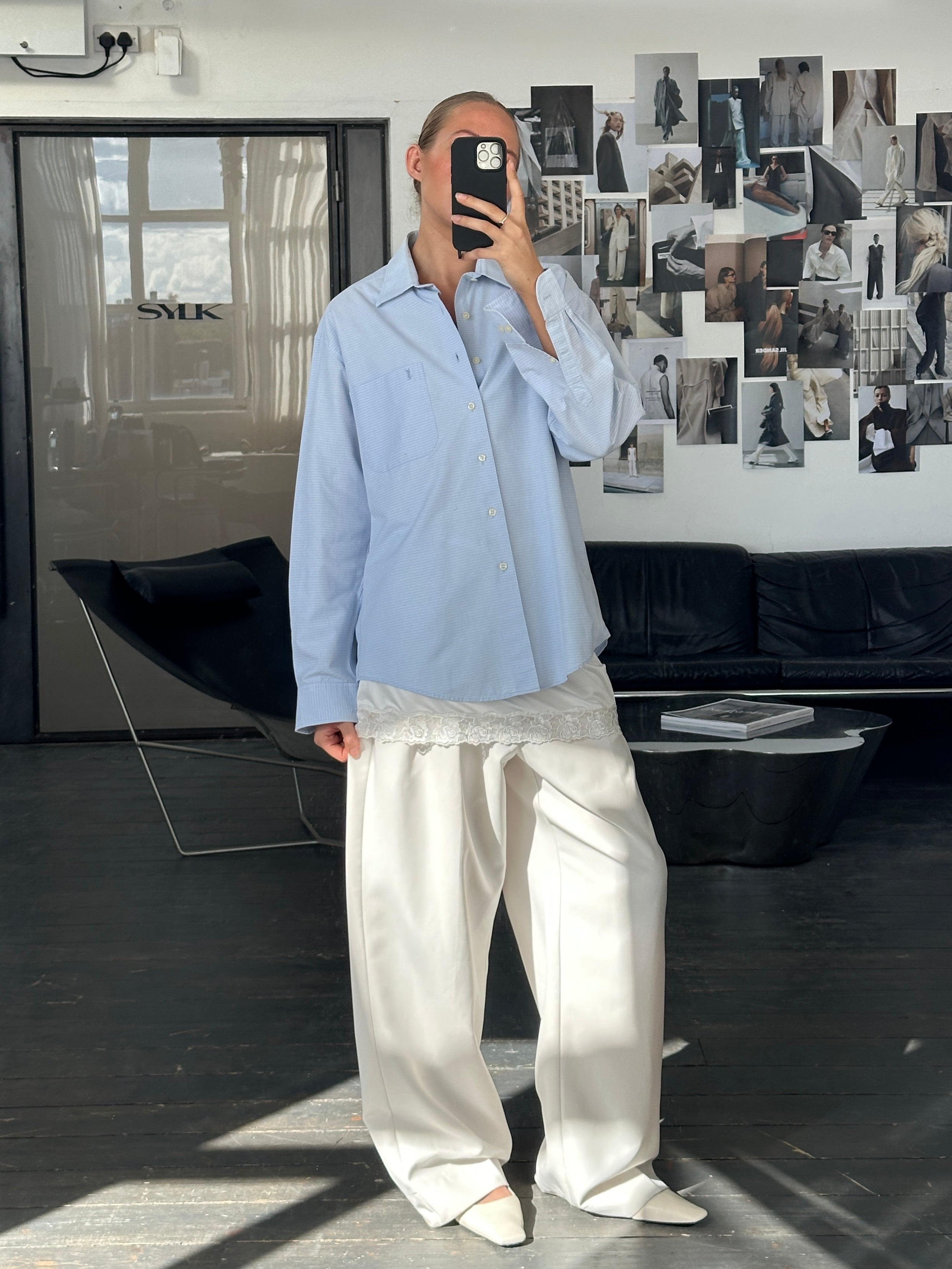 Yves Saint Laurent 1990s Cotton Check Logo Shirt - L - SYLK