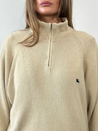 Burberry Pure Cotton Quarter Zip Logo Jumper - XL - SYLK