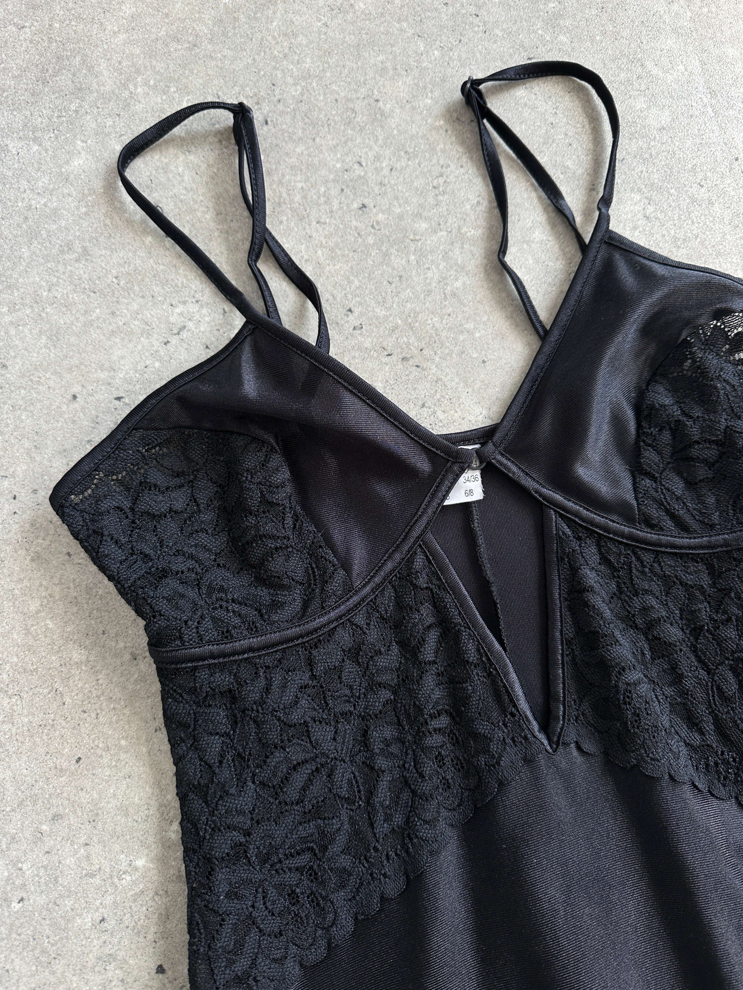 Vintage 2000s Lace Satin Maxi Slip Dress - XS - SYLK