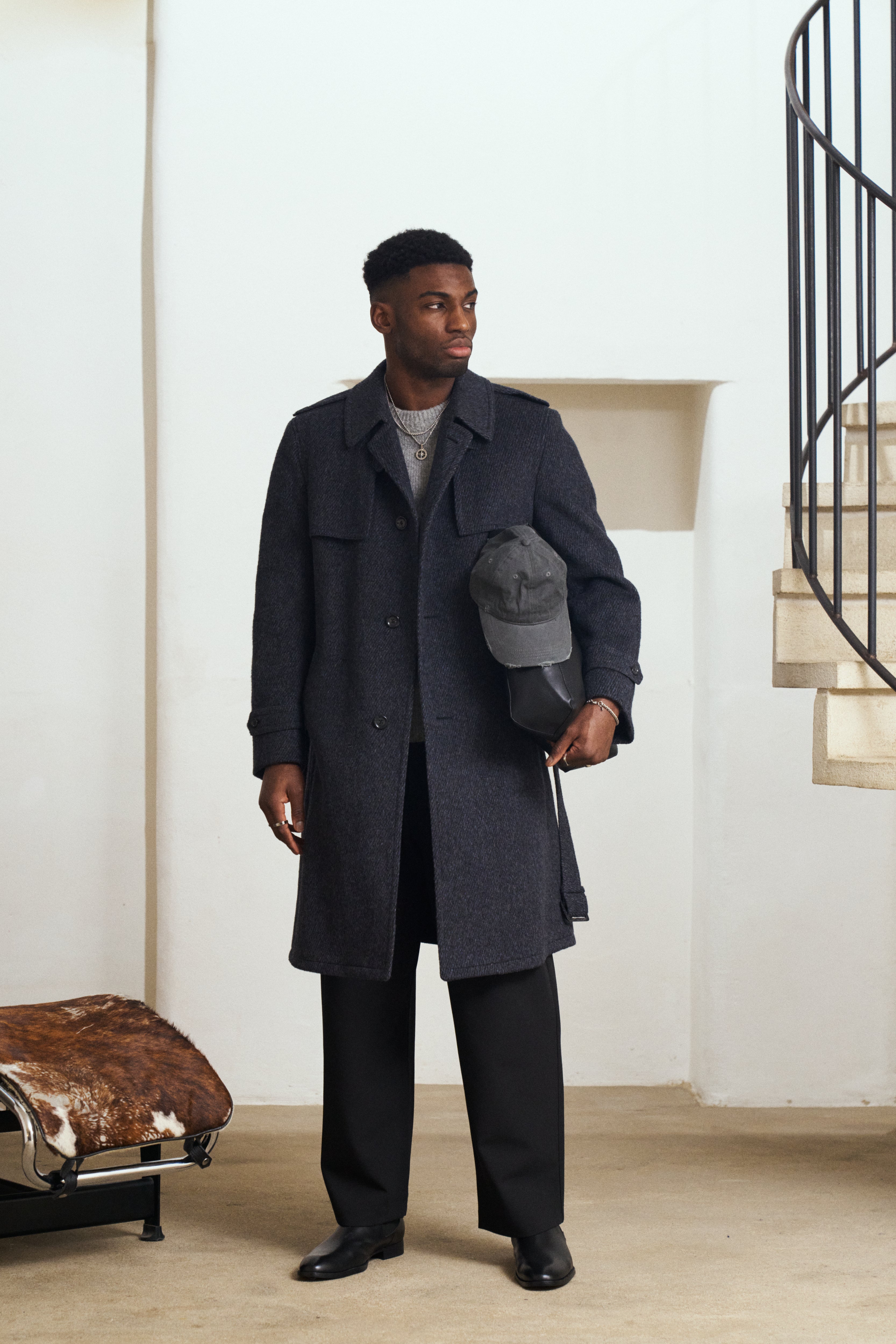 Vintage Pure Brushed Wool Belted Coat - XL - SYLK