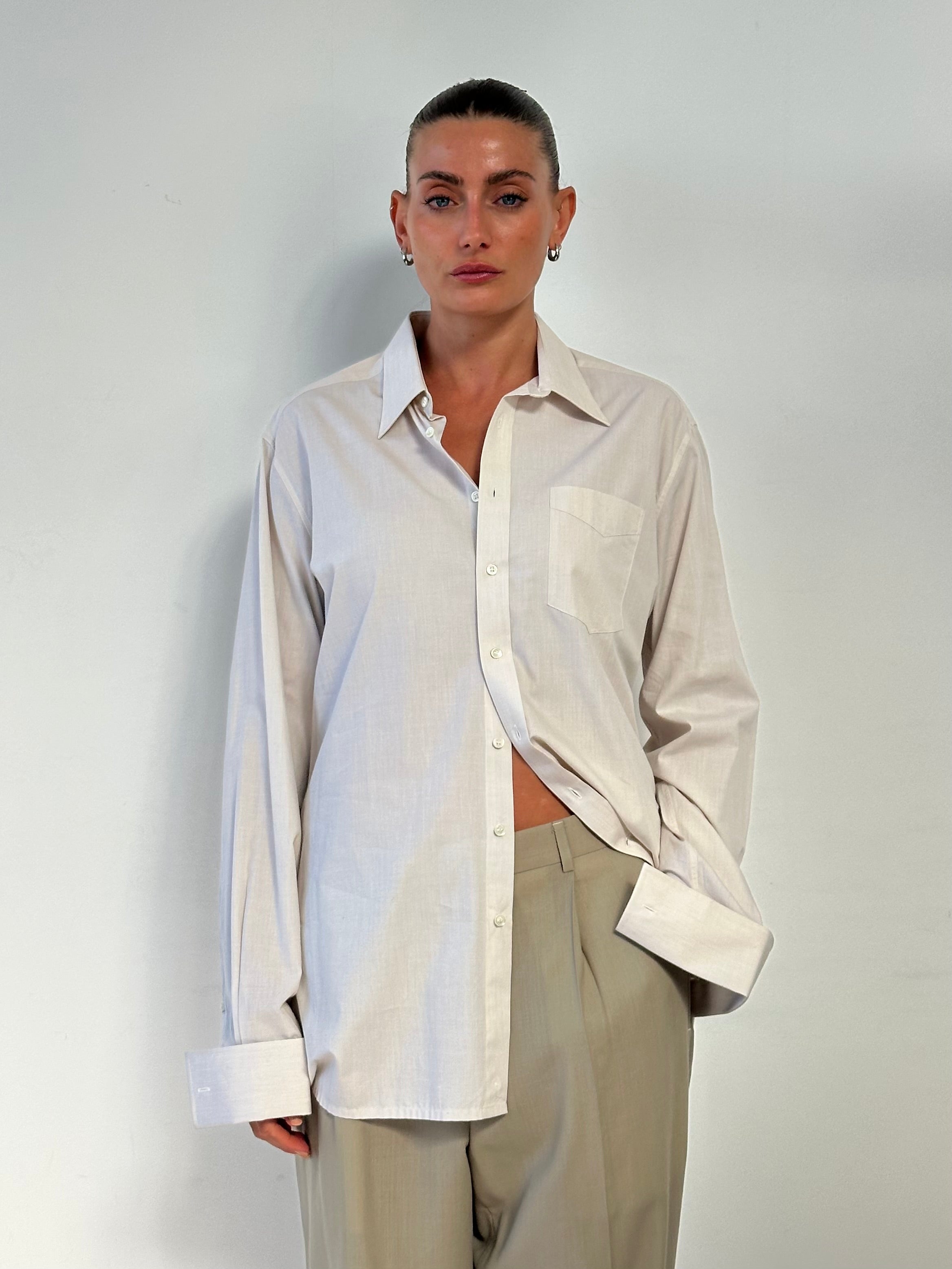 Yves Saint Laurent Chemises Pure Cotton Logo Dress Shirt - L - SYLK