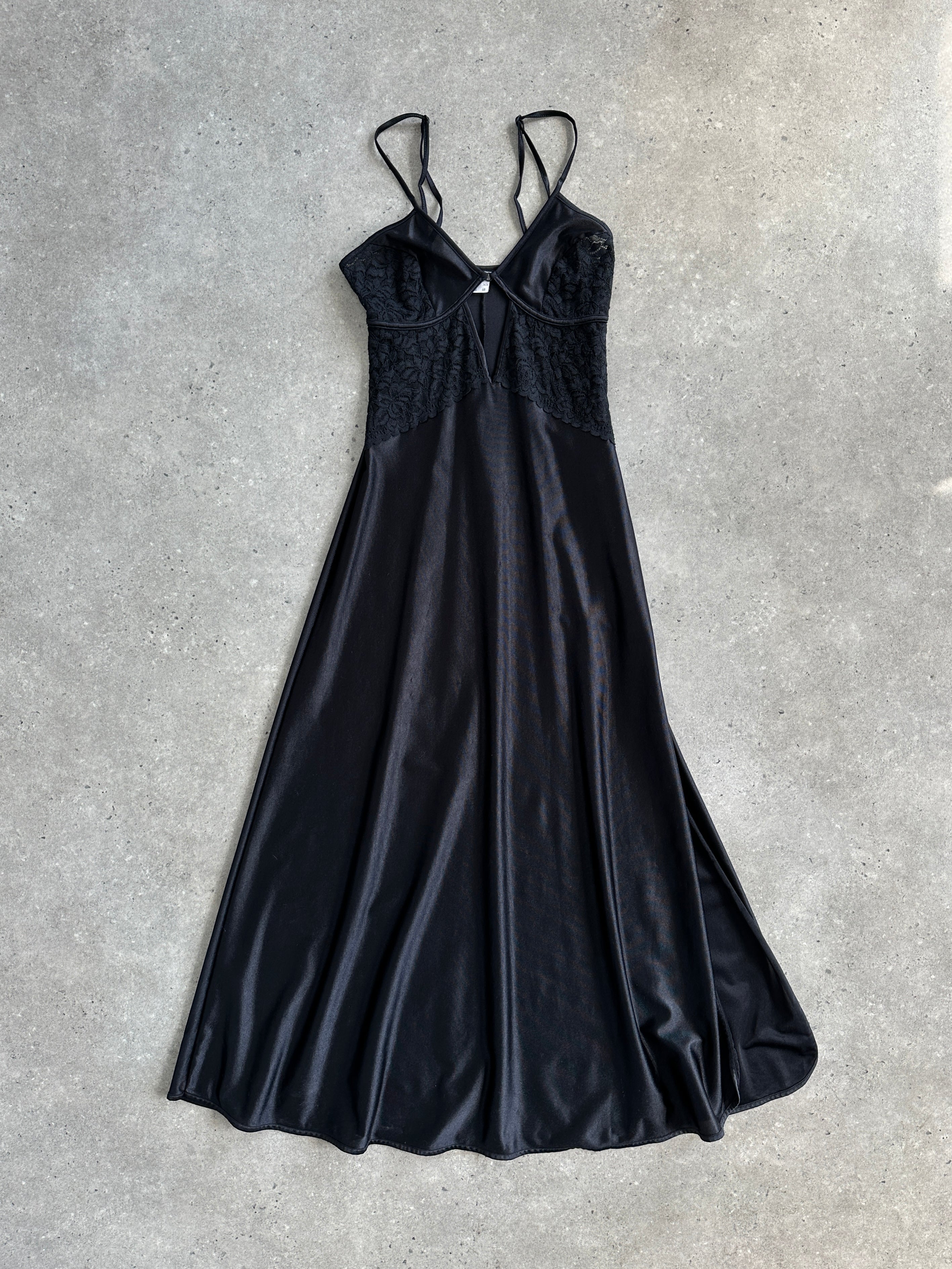 Vintage 2000s Lace Satin Maxi Slip Dress - XS - SYLK