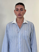 Christian Dior Stripe Contrast Collar Logo Shirt - M - SYLK