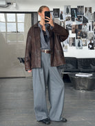 Vintage 1980s Aged Boxy Leather Jacket - XL - SYLK
