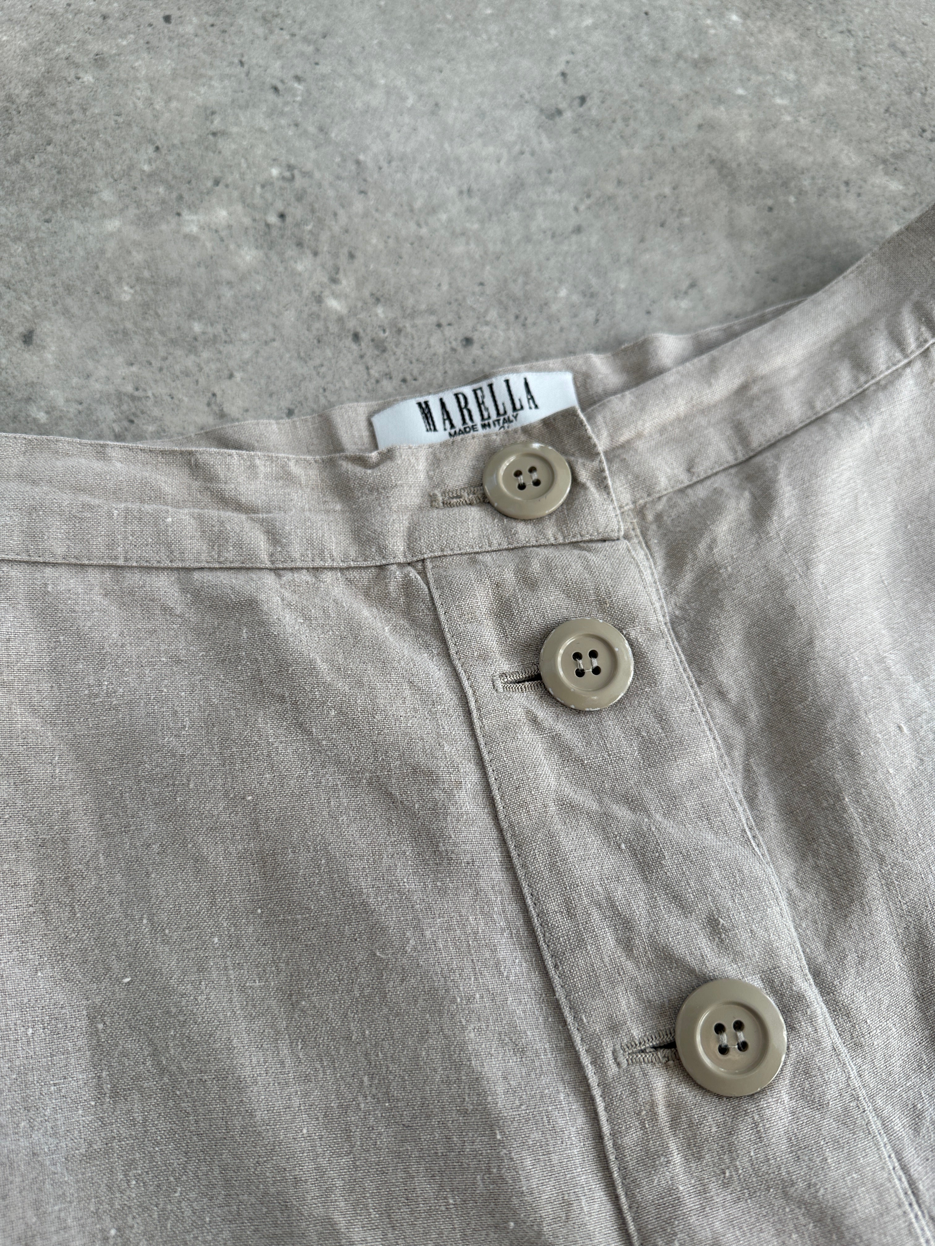 Marella Pure Linen Midi Skirt - W26 - SYLK