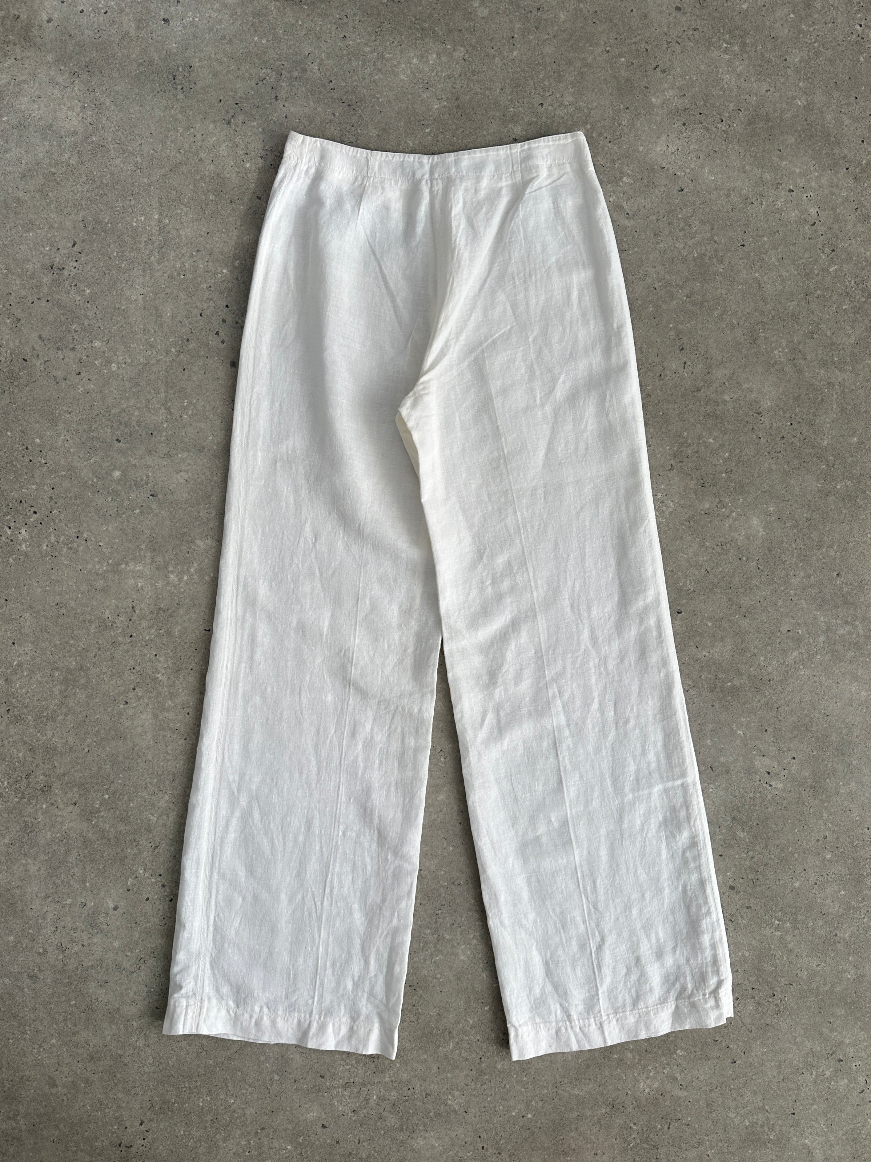 Vintage 1990s Pure Linen Low Waist Wide Leg Trousers - W24 - SYLK